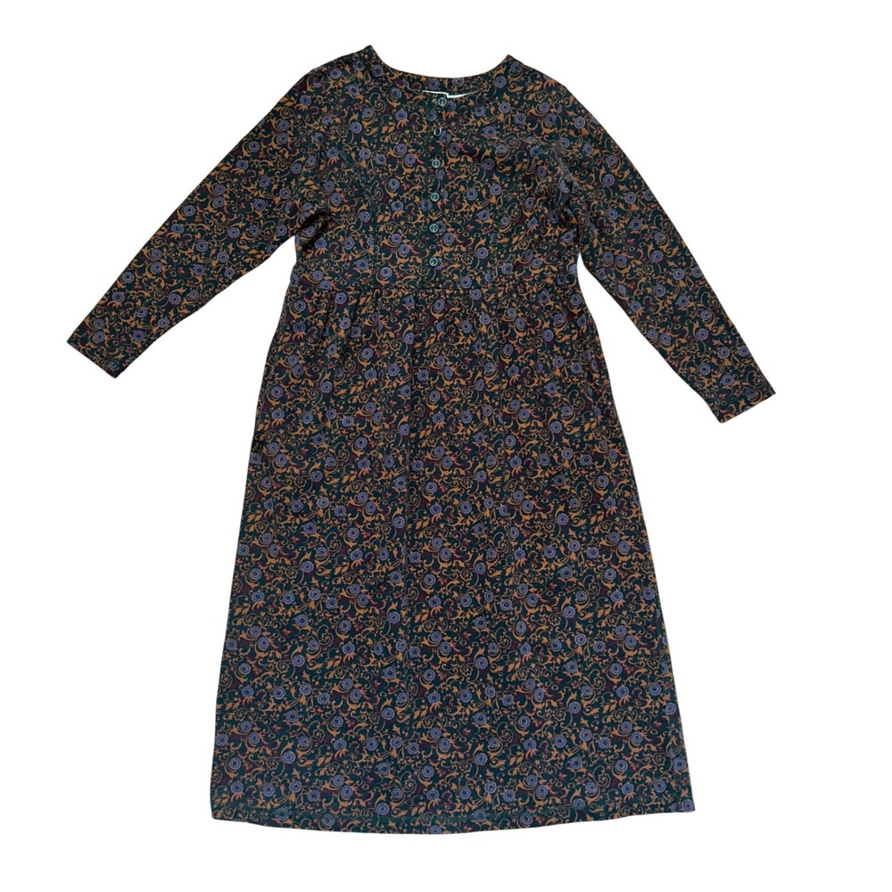 LL Bean Vintage Cottage Floral Midi Dress Long Sleeve Pockets 6 prairie‎